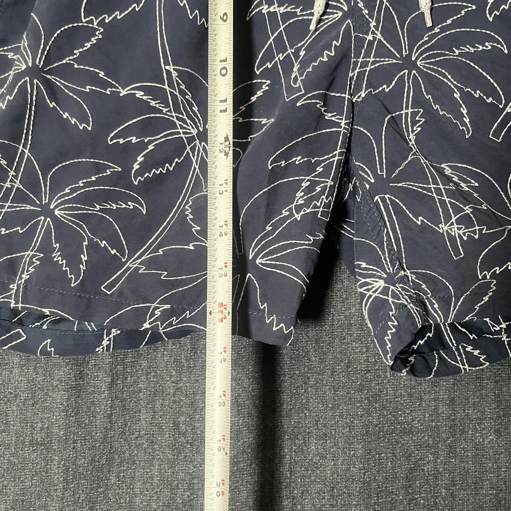 SURF8 Mens Swim Trunks Size Large L Navy Blue Embroidered Palm Tree Surf Shorts